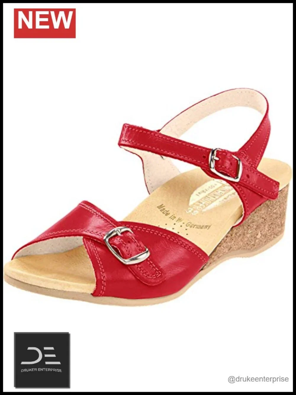 Worishofer Women's 711 Sandal Leather Open Toe Ankle Strap Wedge